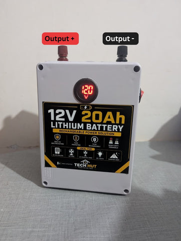 12V 20Ah Lithium-Ion Rechargeable Battery | Built-in 40A BMS | 12.6V DC Battery for Fans, Coolers & LED Lights | Charger Included | 3 Months Warranty - Tech Hut