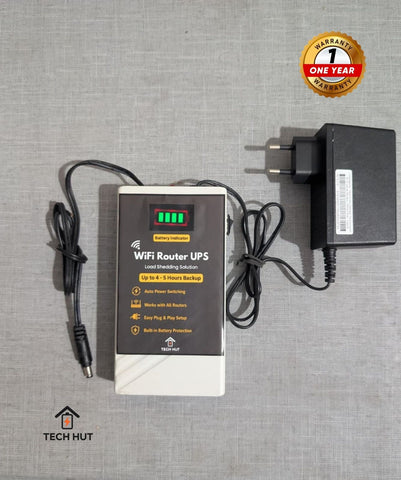 12 V WiFi Router UPS with Battery Indicator – Supports Standard & Heavy 5G Fiber Routers | Adapter Included with 1 Year Warranty