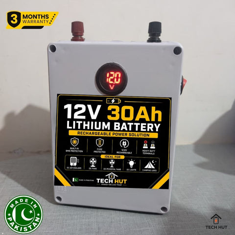 12V Lithium-Ion Battery | 20Ah, 30Ah, 40Ah & 50Ah Rechargeable Battery | Built-in 40A BMS | 12.6V DC Battery for Fans, Coolers & LED Lights | Charger Included | 3 Months Warranty
