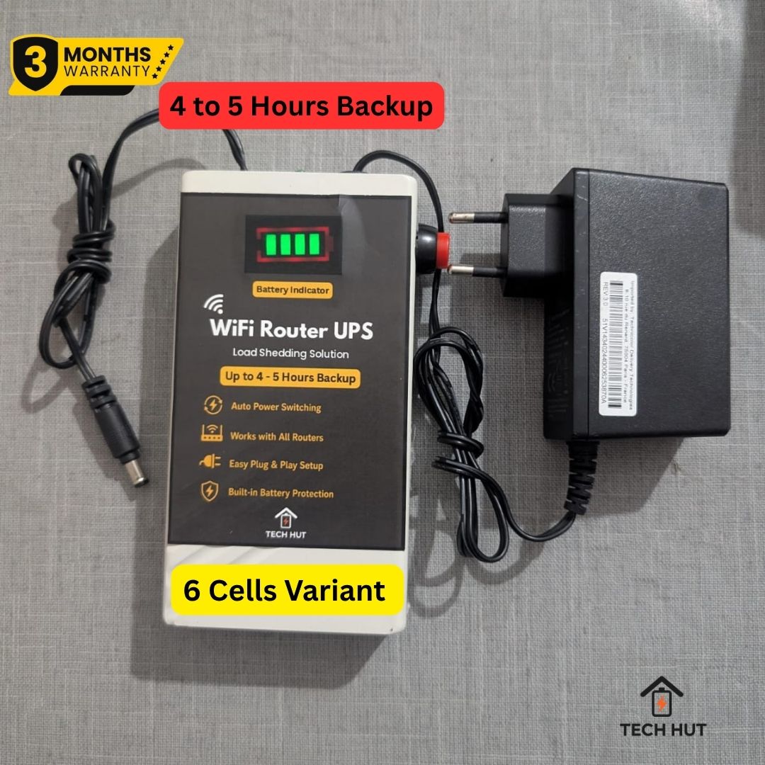 12 V WiFi Router UPS – Works with Standard & Fiber Routers | Adapter Included | 3 Months Warranty - Tech Hut