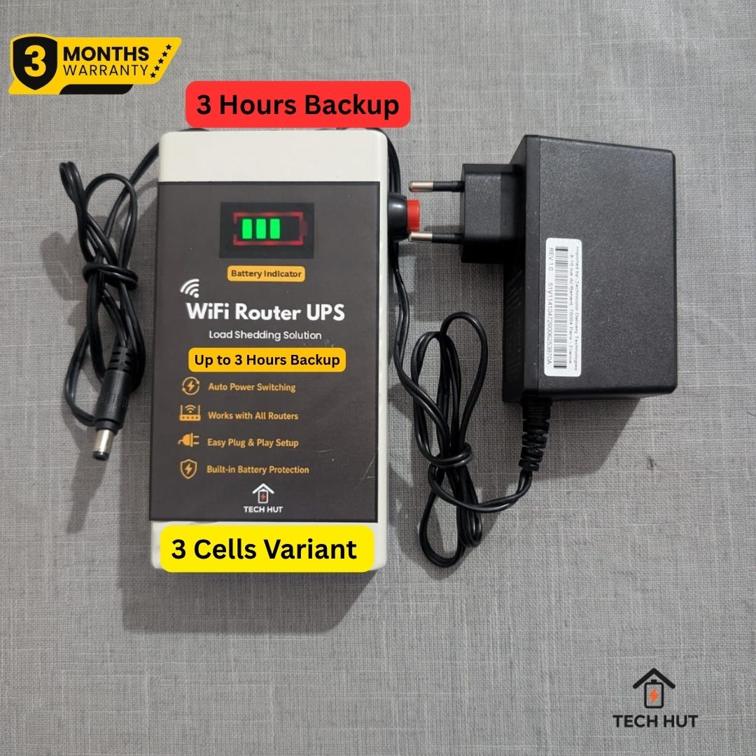 12 V WiFi Router UPS – Works with Standard & Fiber Routers | Adapter Included | 3 Months Warranty - Tech Hut