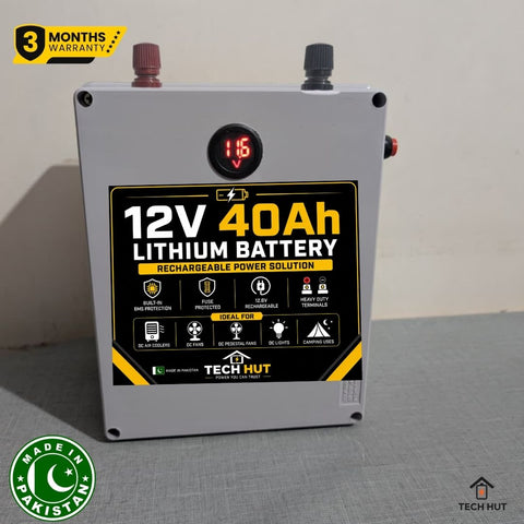 12V Lithium-Ion Battery | 20Ah, 30Ah, 40Ah & 50Ah Rechargeable Battery | Built-in 40A BMS | 12.6V DC Battery for Fans, Coolers & LED Lights | Charger Included | 3 Months Warranty