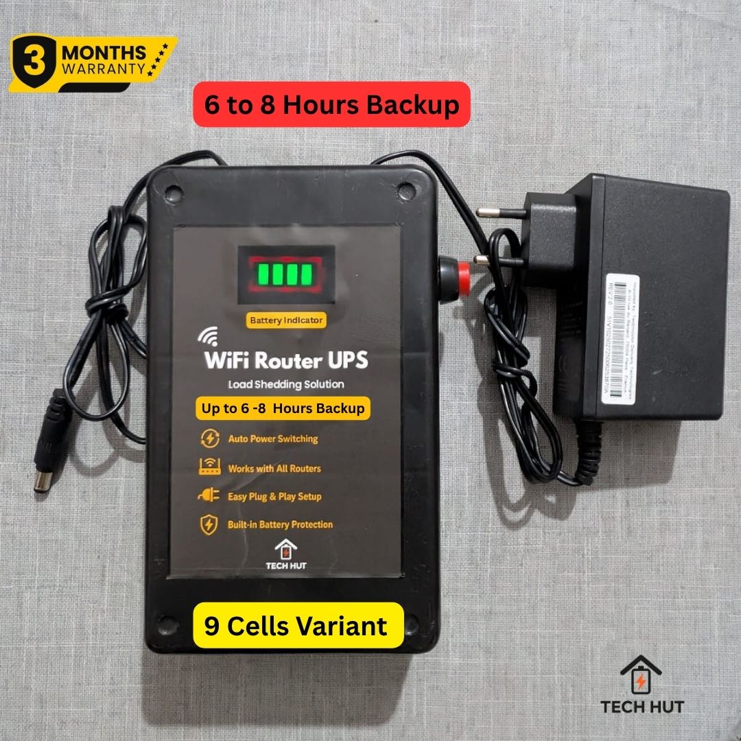 12 V WiFi Router UPS – Works with Standard & Fiber Routers | Adapter Included | 3 Months Warranty - Tech Hut