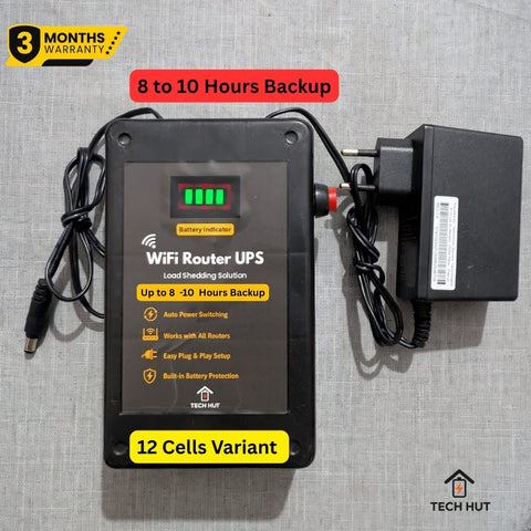 12 V WiFi Router UPS – Works with Standard & Fiber Routers | Adapter Included | 3 Months Warranty - Tech Hut
