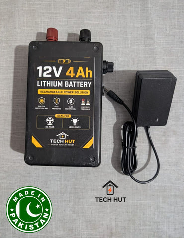 12V Lithium Battery Pack with Charger | 4Ah & 6Ah Variants | For Mini 12 V Fans & Lights
