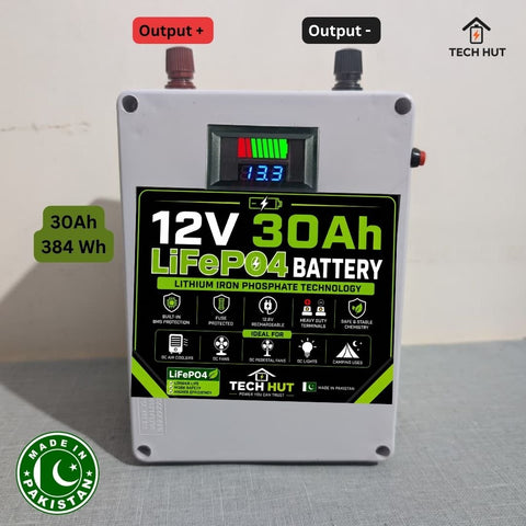12V LiFePO₄ Battery | Premium Lithium Iron Phosphate Battery with Charger & BMS Protection | 6 Months Warranty - Tech Hut