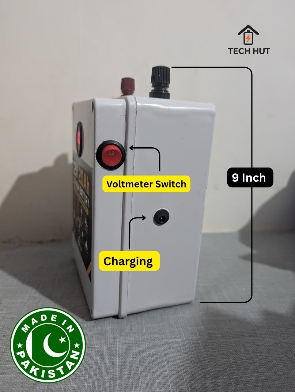 12V 20Ah Lithium-Ion Rechargeable Battery | Built-in 40A BMS | 12.6V DC Battery for Fans, Coolers & LED Lights | Charger Included | 3 Months Warranty - Tech Hut