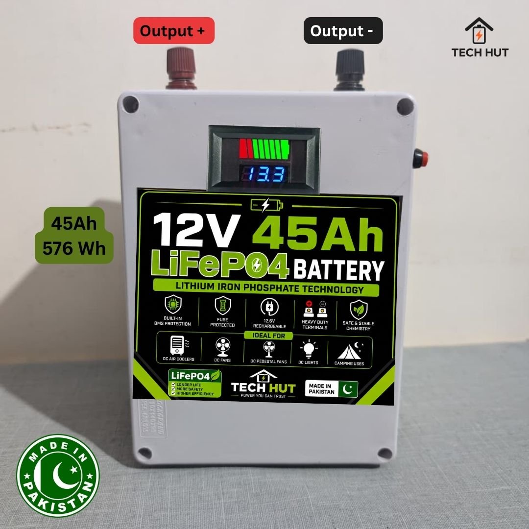 12V LiFePO₄ Battery | Premium Lithium Iron Phosphate Battery with Charger & BMS Protection | 6 Months Warranty - Tech Hut