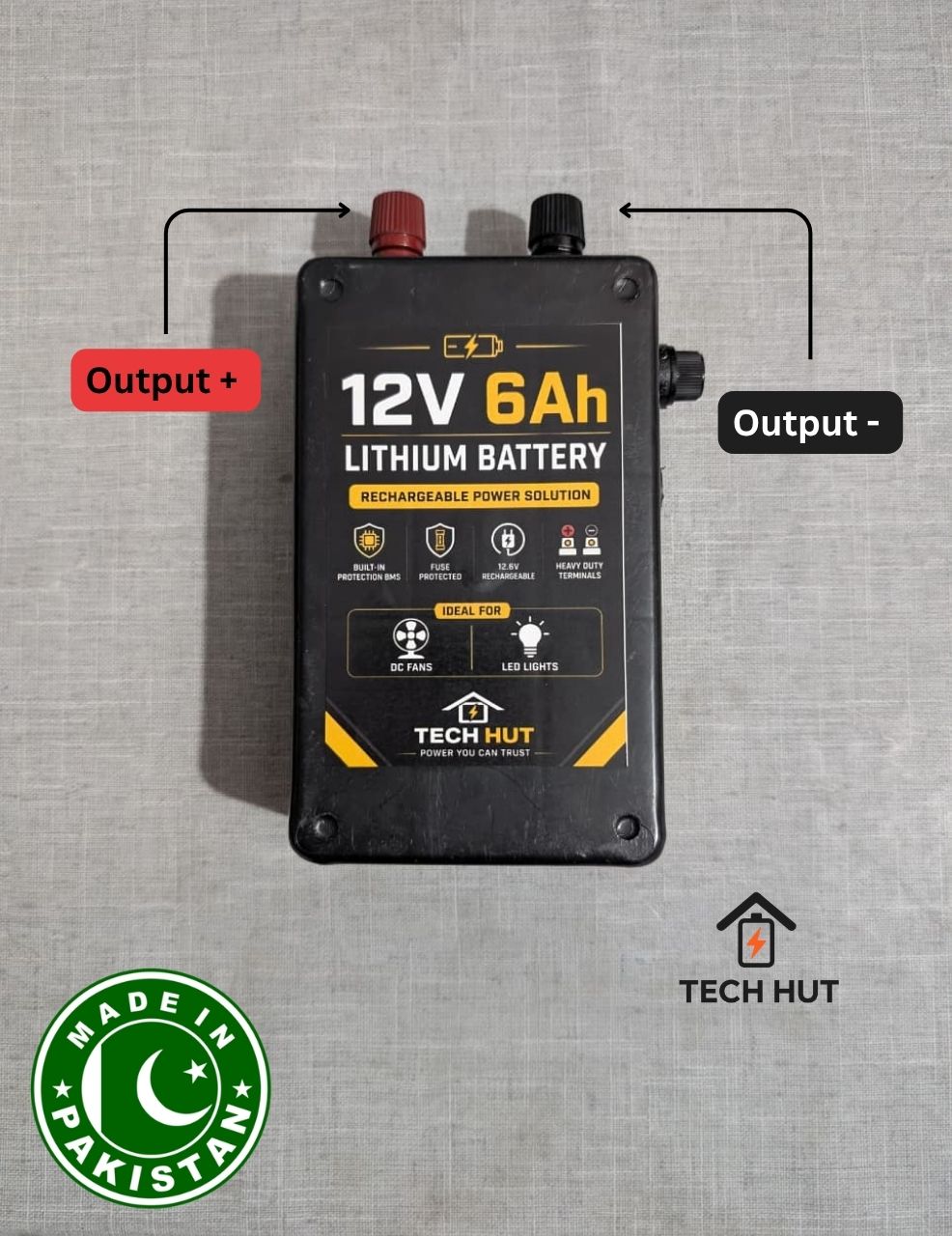 12V Lithium Battery Pack with Charger | 4Ah & 6Ah Variants | For Mini 12 V Fans & Lights