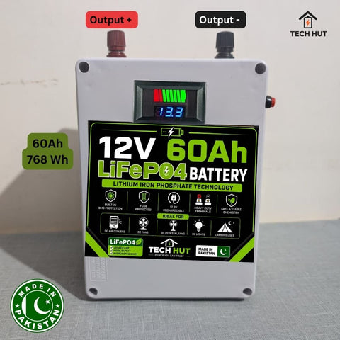 12V LiFePO₄ Battery | Premium Lithium Iron Phosphate Battery with Charger & BMS Protection | 6 Months Warranty - Tech Hut