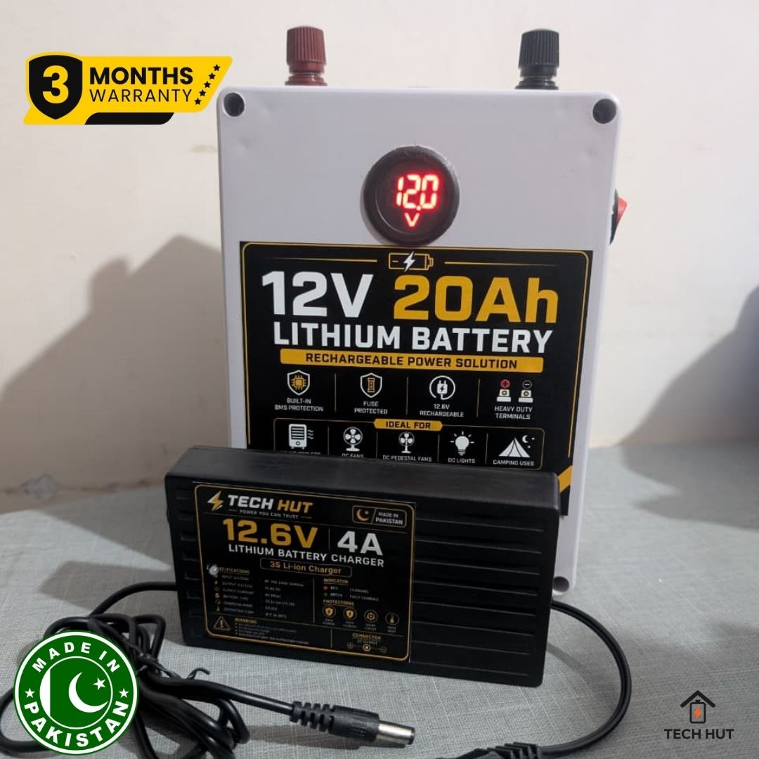 12V Lithium-Ion Battery | 20Ah, 30Ah, 40Ah & 50Ah Rechargeable Battery | Built-in 40A BMS | 12.6V DC Battery for Fans, Coolers & LED Lights | Charger Included | 3 Months Warranty
