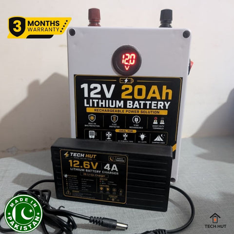 12V Lithium-Ion Battery | 20Ah, 30Ah, 40Ah & 50Ah Rechargeable Battery | Built-in 40A BMS | 12.6V DC Battery for Fans, Coolers & LED Lights | Charger Included | 3 Months Warranty
