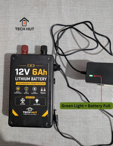 12V Lithium Battery Pack with Charger | 4Ah & 6Ah Variants | For Mini 12 V Fans & Lights