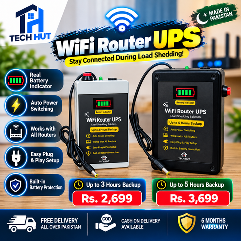 12V WiFi Router UPS | 3 & 5 Hours Backup | 6 Months Warranty - Tech Hut