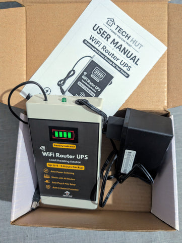 12 V WiFi Router UPS – Works with Standard & Fiber Routers | Adapter Included | 1 Year Warranty - Tech Hut